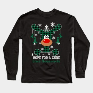 Reindeer Hope For A Cure Liver Awareness Christmas Long Sleeve T-Shirt